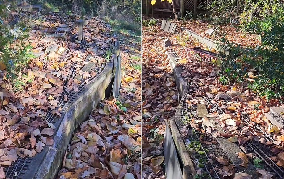 Large sections of the track had been covered in leaves and debris for years.  (TikTok/Lauren Grundy)